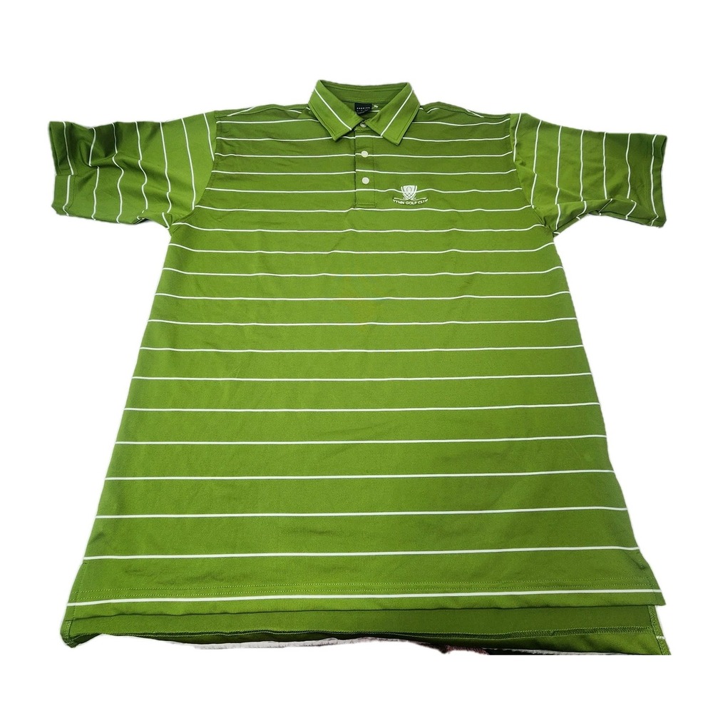 Dunning Men's XL Stretch Performance Golf Polo Green "Wynn Las Vegas" Stripe NWT